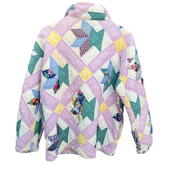 Rare Vintage 70’s Hand Quilted Zip Up Jacket Size XL 23x29 - Picture 3 of 10